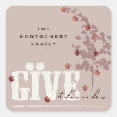 与え感謝していの秋の秋のメ葉プル感謝祭 スクエアシール (正面)