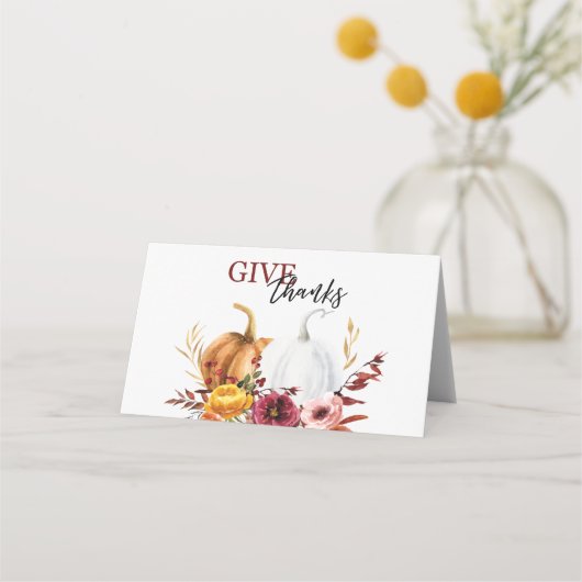 与え感謝していエレガント感謝祭ディナーデコ プレイスカード (裏面)
