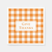 与え感謝していオレンジジンガムのチェック スタンダードカクテルナプキン (正面)