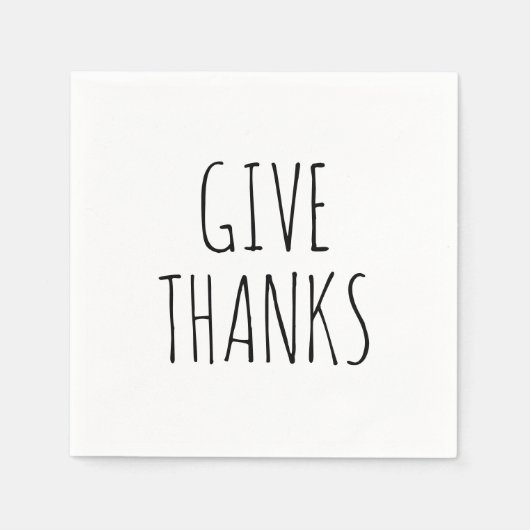 与え感謝していシンプルタイポグラフィ感謝祭 スタンダードカクテルナプキン (正面)