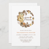 与え感謝していシンプル水の色感謝祭ディナー 招待状 (正面/裏面)