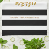 与え感謝していストライプ金ゴールドリースとモダン文字 キッチンタオル (折り畳み)