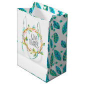 与え感謝していタイポグラフィ素朴リース ミディアムペーパーバッグ (正面アングル)