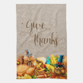 与え感謝していトルコ秋秋感謝祭 キッチンタオル (縦)