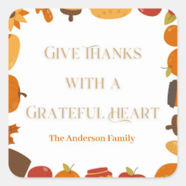 与え感謝していハート スクエアシール