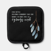 与え感謝していバイブル聖句ブルーオリジナル水色 鍋敷き (正面)