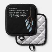 与え感謝していバイブル聖句ブルーオリジナル水色 鍋敷き (正面/裏面)