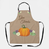 与え感謝していパンプキンとフローラオールオーバープリントエプロン エプロン (正面)