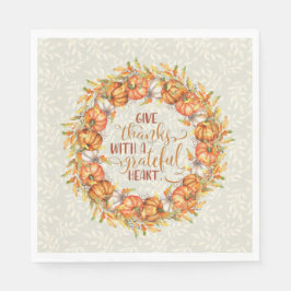 与え感謝していパンプキンリース スタンダードランチョンナプキン
