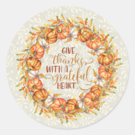 与え感謝していパンプキンリース ラウンドシール