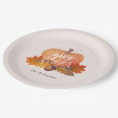 与え感謝していパンプキン紅葉赤面ピンク ペーパープレート (アングル)