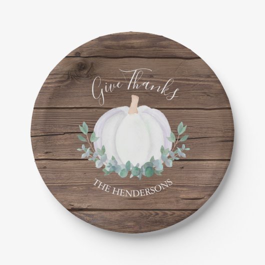 与え感謝していパンプキン ペーパープレート (正面)