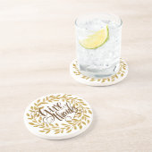 与え感謝していファンシー文字付金ゴールドリース コースター (側面)