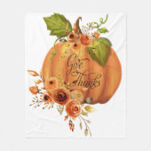 与え感謝していフローラクラシックパンプキン フリースブランケット (正面)