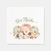 与え感謝していフローラパンプキン紙ナプキンス スタンダードカクテルナプキン (正面)