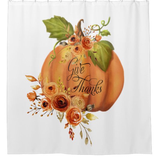 与え感謝していフローラ シャワーカーテン (正面)