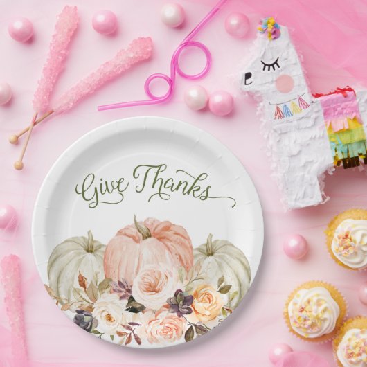 与え感謝していプレートのフローラ ペーパープレート (パーティー)