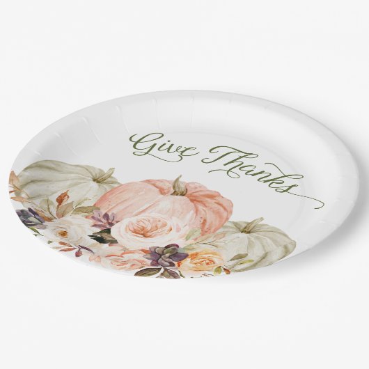 与え感謝していプレートのフローラ ペーパープレート (アングル)