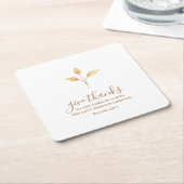 与え感謝していミニマル水彩感謝祭 スクエアペーパーコースター (アングル)