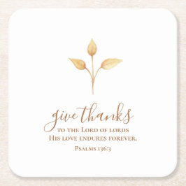 与え感謝していミニマル水彩感謝祭 スクエアペーパーコースター