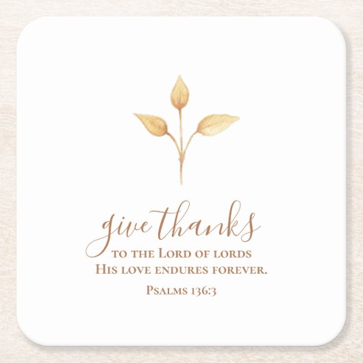 与え感謝していミニマル水彩感謝祭 スクエアペーパーコースター (正面)