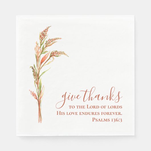 与え感謝していミニマル水彩感謝祭 スタンダードランチョンナプキン (正面)