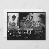与え感謝していモダンブラックフォトホリデーカード シーズンカード (裏面)