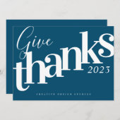 与え感謝していモダンブルービジネスホリデーカード シーズンカード (正面/裏面)