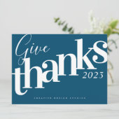 与え感謝していモダンブルービジネスホリデーカード シーズンカード (スタンド正面)