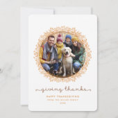 与え感謝していリース感謝祭の写真カード シーズンカード (正面)