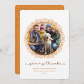 与え感謝していリース感謝祭の写真カード シーズンカード (正面/裏面)
