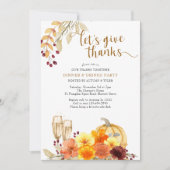 与え感謝してい一緒に秋の花ディナーパーティー 招待状 (正面)