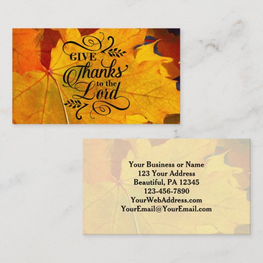 与え感謝してい主に美しい紅葉 名刺 (正面/裏面)