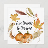 与え感謝してい主へ、秋の聖書の引用文、カード 招待状 (正面/裏面)