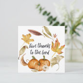 与え感謝してい主へ、秋の聖書の引用文、カード 招待状 (スタンド正面)