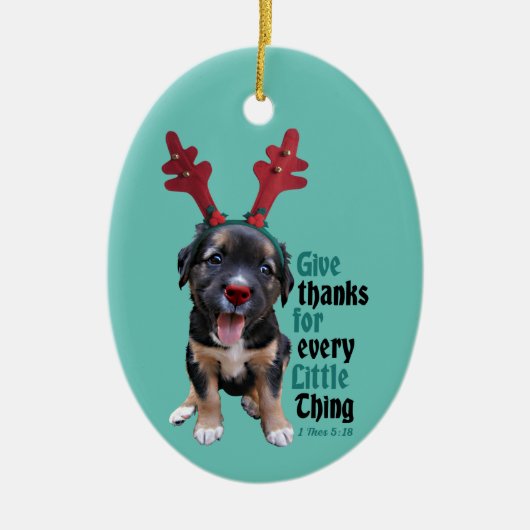与え感謝してい小さなものすべて セラミックオーナメント (正面)