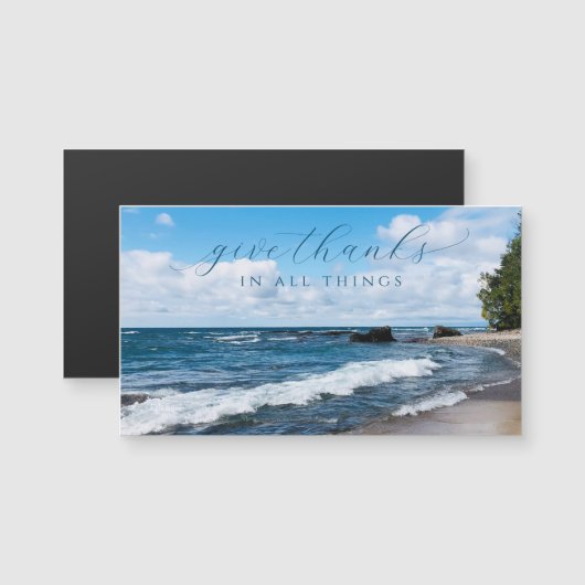 与え感謝してい感動的ビーチ写真用磁石 (正面/裏面)