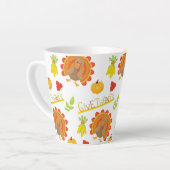 与え感謝してい感謝祭の七面鳥とカボチャ カフェラテマグ (左アングル)