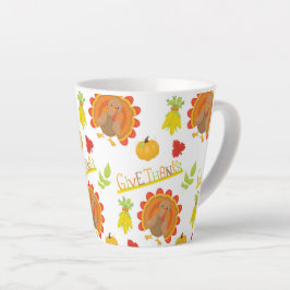 与え感謝してい感謝祭の七面鳥とカボチャ カフェラテマグ
