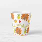 与え感謝してい感謝祭の七面鳥とカボチャ カフェラテマグ (正面)