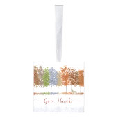 与え感謝してい感謝祭の木とシカ キューブオーナメント (右)