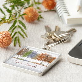 与え感謝してい感謝祭の木とシカ キーホルダー