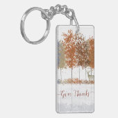 与え感謝してい感謝祭の木とシカ キーホルダー (正面左)