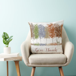 与え感謝してい感謝祭の木とシカ クッション