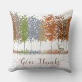 与え感謝してい感謝祭の木とシカ クッション (正面)