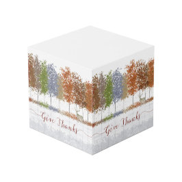 与え感謝してい感謝祭の木とシカ フォトキューブ