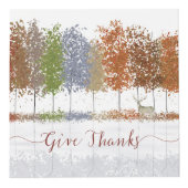 与え感謝してい感謝祭の木とシカ フォトキューブ (正面)