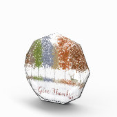 与え感謝してい感謝祭の木とシカ フォトブロック (右)