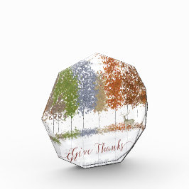 与え感謝してい感謝祭の木とシカ フォトブロック