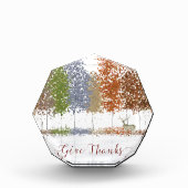 与え感謝してい感謝祭の木とシカ フォトブロック (正面)